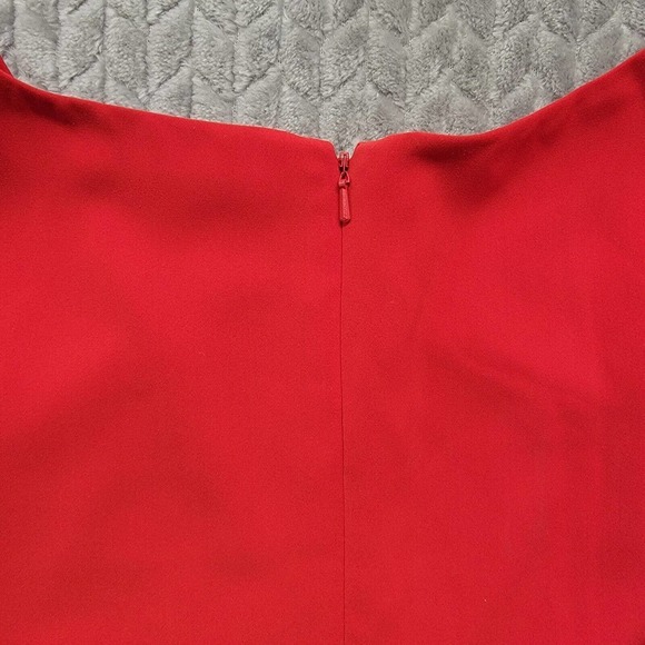 DKNYC Maraschino Red Cap Sleeve Stretch Sheath Pleated Dress Size 8 - Picture 9 of 12